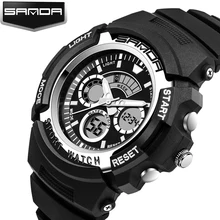 SANDA Брендовые мужские часы спортивные часы для дайвинга наручные часы повседневные с резиновым ремешком цифровые часы модные мужские часы relogio masculino