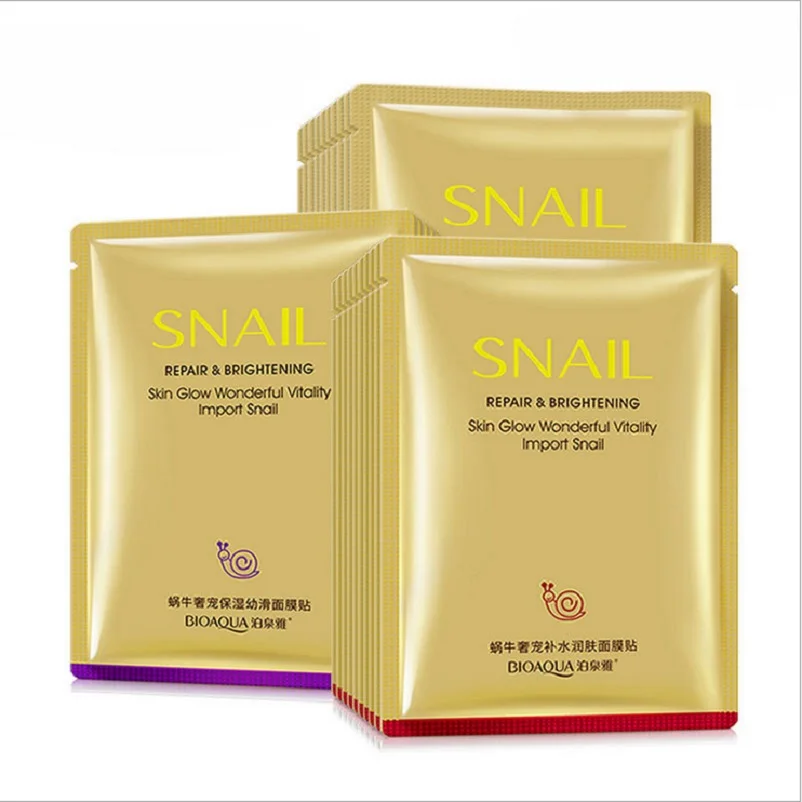 

10pcs BIOAQUA Face Mask Original Korea Cosmetics Snail Facial Mask Brightening Sheet Mask Whitening Moisturizing Skin Care