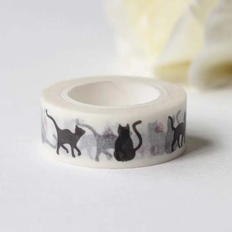 Самодельная лента 1 5 см * 10 м с изображением Хеллоуина кошки украшение для