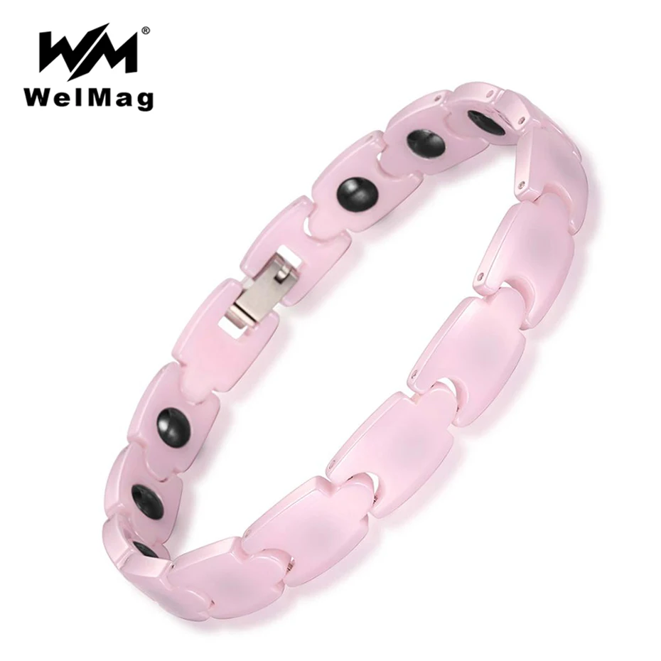 WelMag, розовые керамические браслеты, браслеты, Энергетический Браслет для женщин, элегантная ручная цепочка, гематит, лучший подарок, Прямая поставка