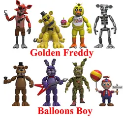 Пять ночей у Фредди действие модельные игрушки, коллекционные виниловые фигурки из 4 предметов Золотой Фредди и воздушные шары для
