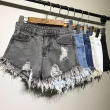 New Hot Sexy High Waist Bodycon Denim Ripped Hole Short Jeans Mini Club DJ Dance Shorts Plus Size S-3XL