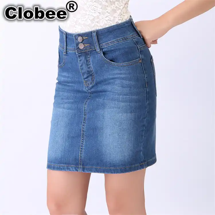 plus size jean skirts long