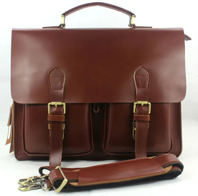 Wholesale High Class Genuine Leather Briefcase portfolio men Briefcase Leather Business bag 14 ...