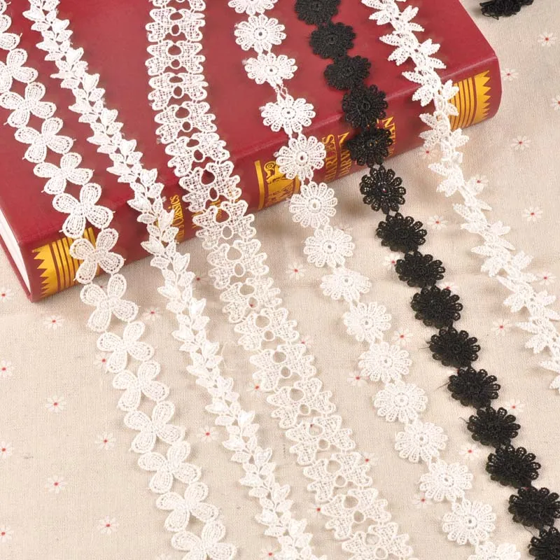 

1yard Leaf/Flower/butterfly pattern Handmade Lace Trim Patchwork White/black Ribbon DIY Garment Sewing Accessories CP2179