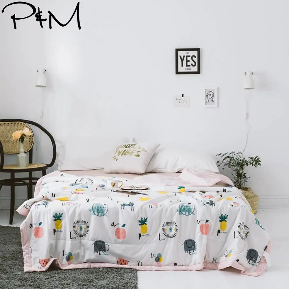 

2019 INS Fruits Animals Stitching Comforter Summer Quilt Cotton Fabric Twin Full Queen Size Bedspread Quilting Blanket