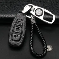 Топ кожа ключа автомобиля Smart Key Fob чехол цинковый сплав брелок для Ford Fiesta Фокус 3 4 MK3 MK4 Mondeo Ecosport Kuga Focus ST