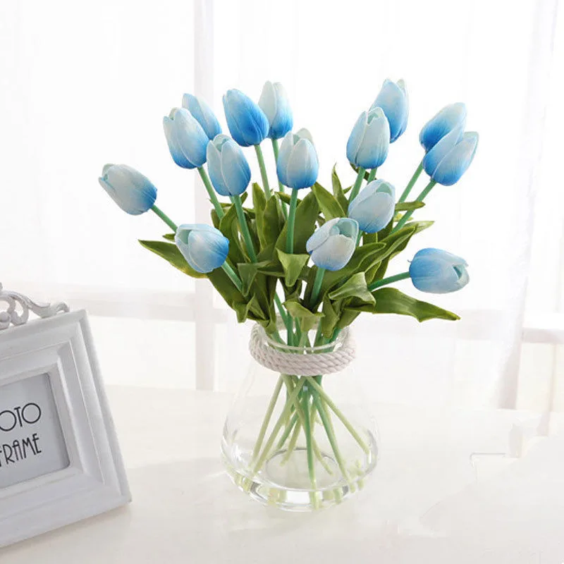 IPOPU 12 шт. Искусственные цветы тюльпаны для дома Свадебная вечеринка полиуретан с эффектом реального прикосновения цветы свадебные декоративные цветы и венки - Цвет: blue