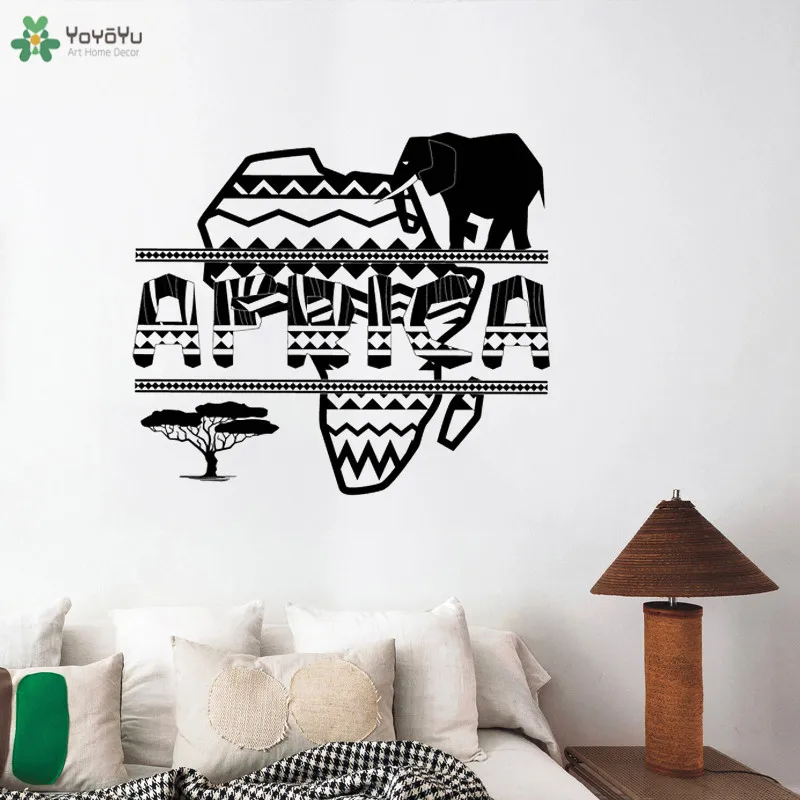 

YOYOYU Wall Decal African Style Geometric Vinyl Wall Stickers Elephant Tree Modern Design Wallpaper Interior Home Decor DIYCT547
