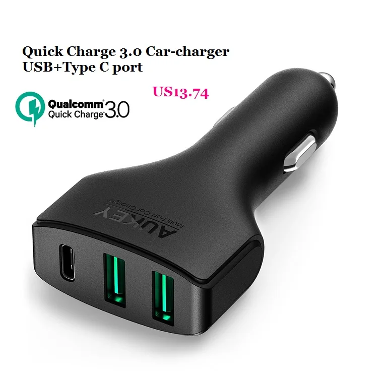 AUKEY-Quick-Charge-3-0-3-Port-USB-Type-C-Car-Charger-For-Nexus-5X-6P