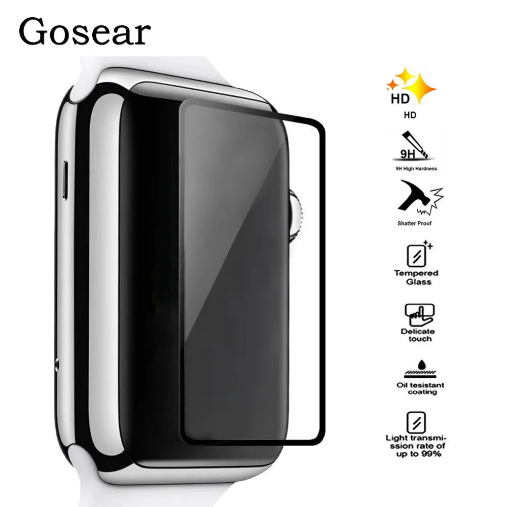 

Gosear Tempered Glass Screen HD 9H Hardness Protective Guard Film for Apple Watch iWatch i Wach Series 1 2 3 38mm 42mm Accessory