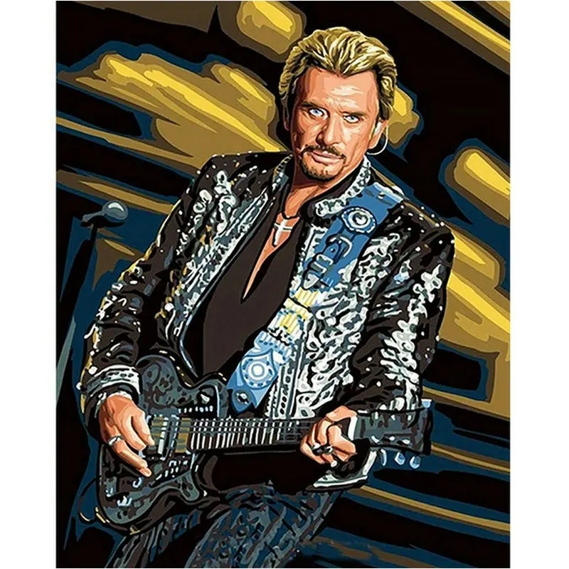 Johnny hallyday портрет Алмазная вышивка полное алмазное сверло для квадратных отверстий вышивка 3d круглая французская певица Алмазная мозаика стикер - Цвет: SJ-A8