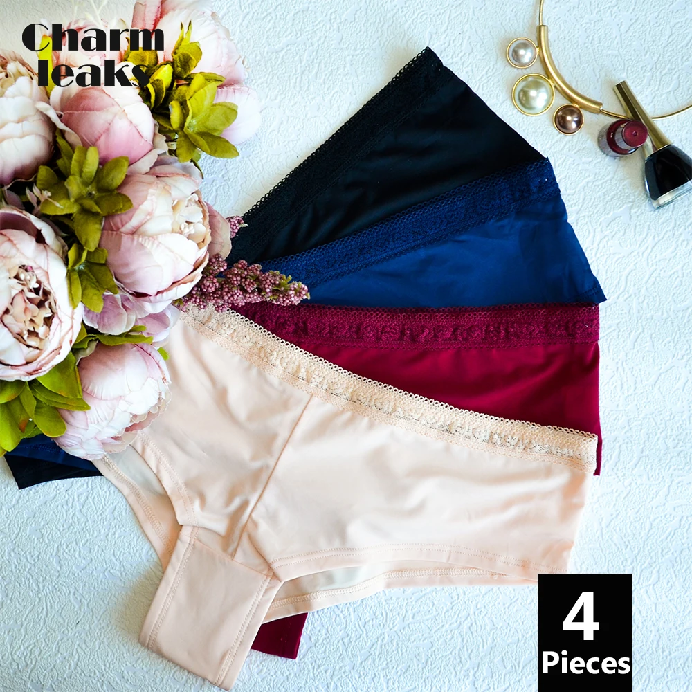 

Charmleaks Women's Hipsters Cotton Underwear String Panties solid hollow out Briefs skin-friendly comfortable Panties 4 Pack