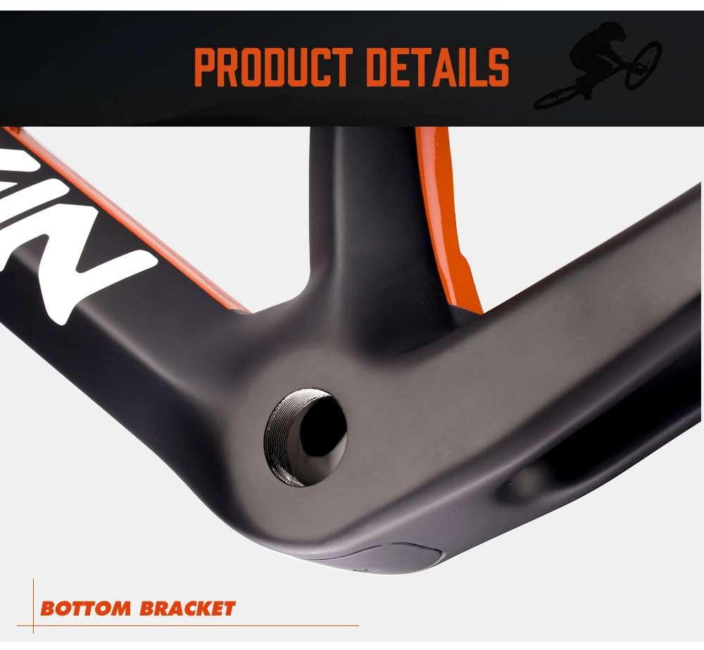 Discount OG-EVKIN CF-024-OR Carbon Road Frame Di2&Mechanical Carbon Frame Bicycle Road Bike Frame Racing Bike Frame Fork+Seatpost+Headset 6