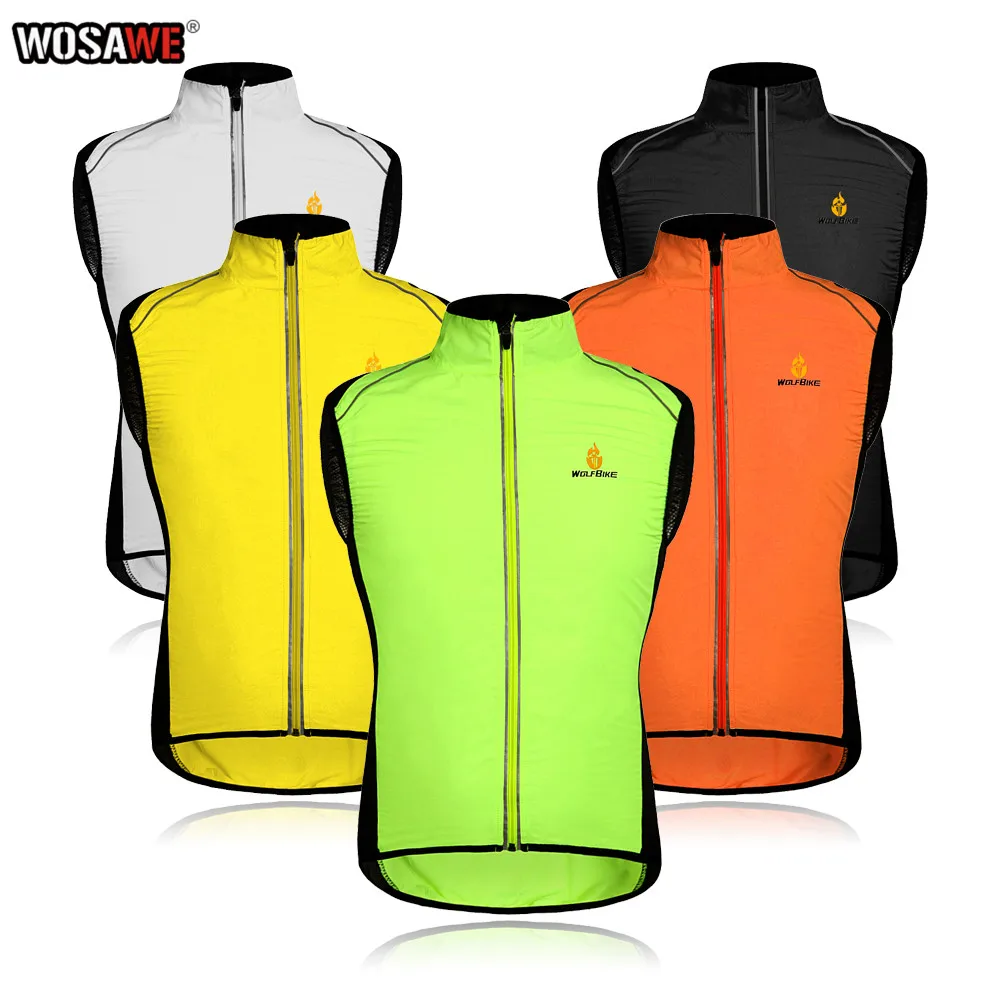 

WOSAWE Motorcycle Vest Reflective Safety Clothing Windcoat Breathable Mesh Back Windproof Running Sports Jacket