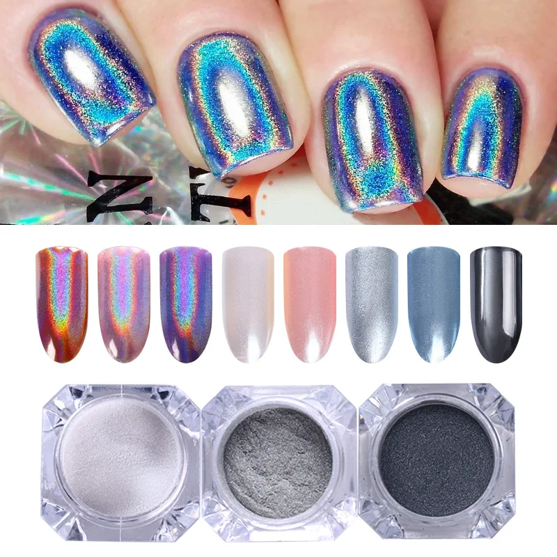 

3 Bottles/set Nail Powder Glitter Dust Silver Mirror Neon Holographic Sparkly Chrome Pigment Nail Art Manicure DIY
