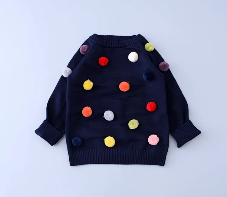 Осенний детский свитер детские вязаные кофточки с рисунком в виде цветных шариков модный свитер для мальчика ясельного возраста детский хлопчато-шерстяной свитер для девочки