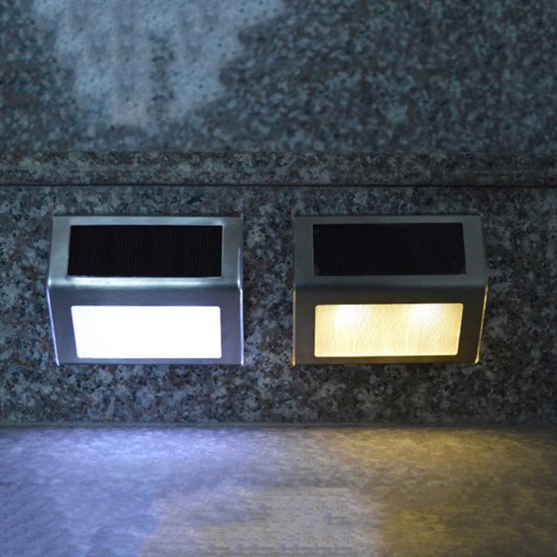 Solar Power 2 LEDs Outdoor Waterproof Garden Pathway Stairs Lamp Light Energy Saving LED Solar wall