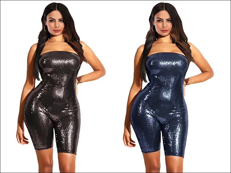 Kostlich Sexy Off Shoulder Strapless Playsuits Women Jumpsuits Bling Sequined Summer Jumpsuit Romper Autumn Sheath Rompers (28)