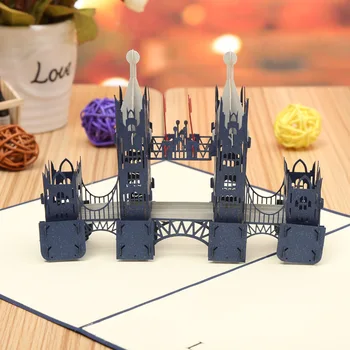 

Factory direct new London Bridge Blue stereo creative tourism building Postcard hollow paper cards