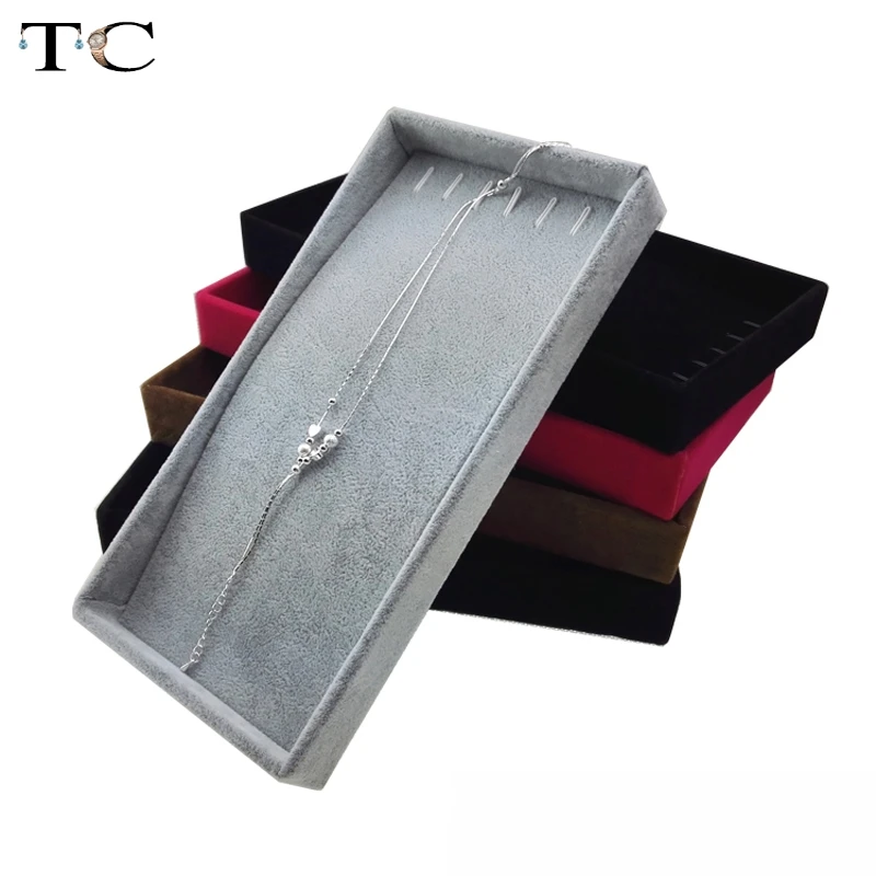 Дисплей Ювелирных Изделий Бархатный лоток ожерелье коробка кулон чехол для ювелирных изделий Органайзер для хранения ювелирных изделий
