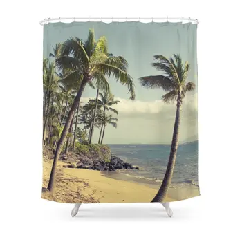 

Maui Lu Beach Kihei Maui Hawaii Shower Curtain Waterproof Polyester Fabric Bathroom Decor Multi-Size Printed Shower Curtain
