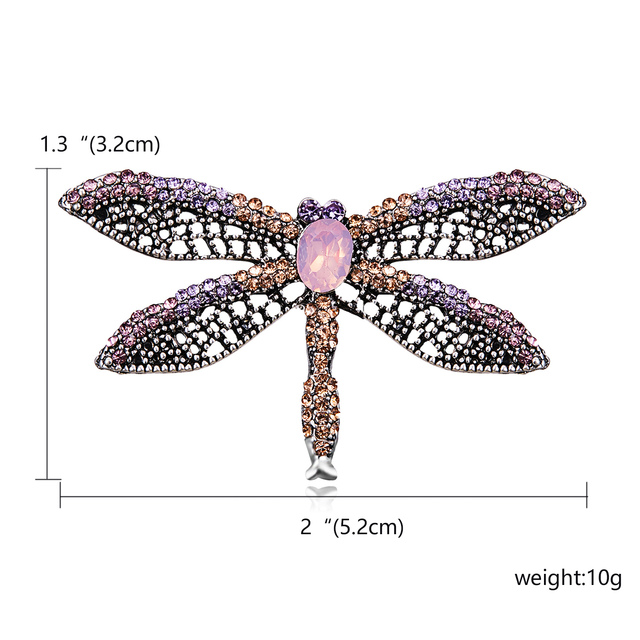 Purple Enamel Butterfly Dragonfly Bird Brooches For Men Women Metal Rhinestone Insects Banquet Wedding Pins Kids Gifts Hot