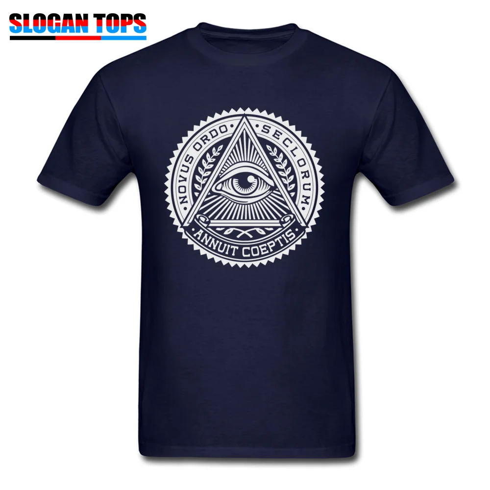 Cotton Men's Short Sleeve Eye of providence Tshirts Design Tops Shirts Retro Design Round Collar Tshirts Drop Shipping Eye of providence navy
