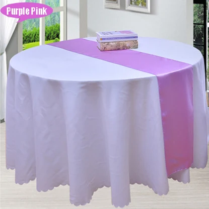 Hot 10pcs/lot Wedding Party Decoration 30*275cm Red/Pink/Blue 16 colors Satin Table Runner Ceremoney Event Kids Birthday Decor - Цвет: purple pink