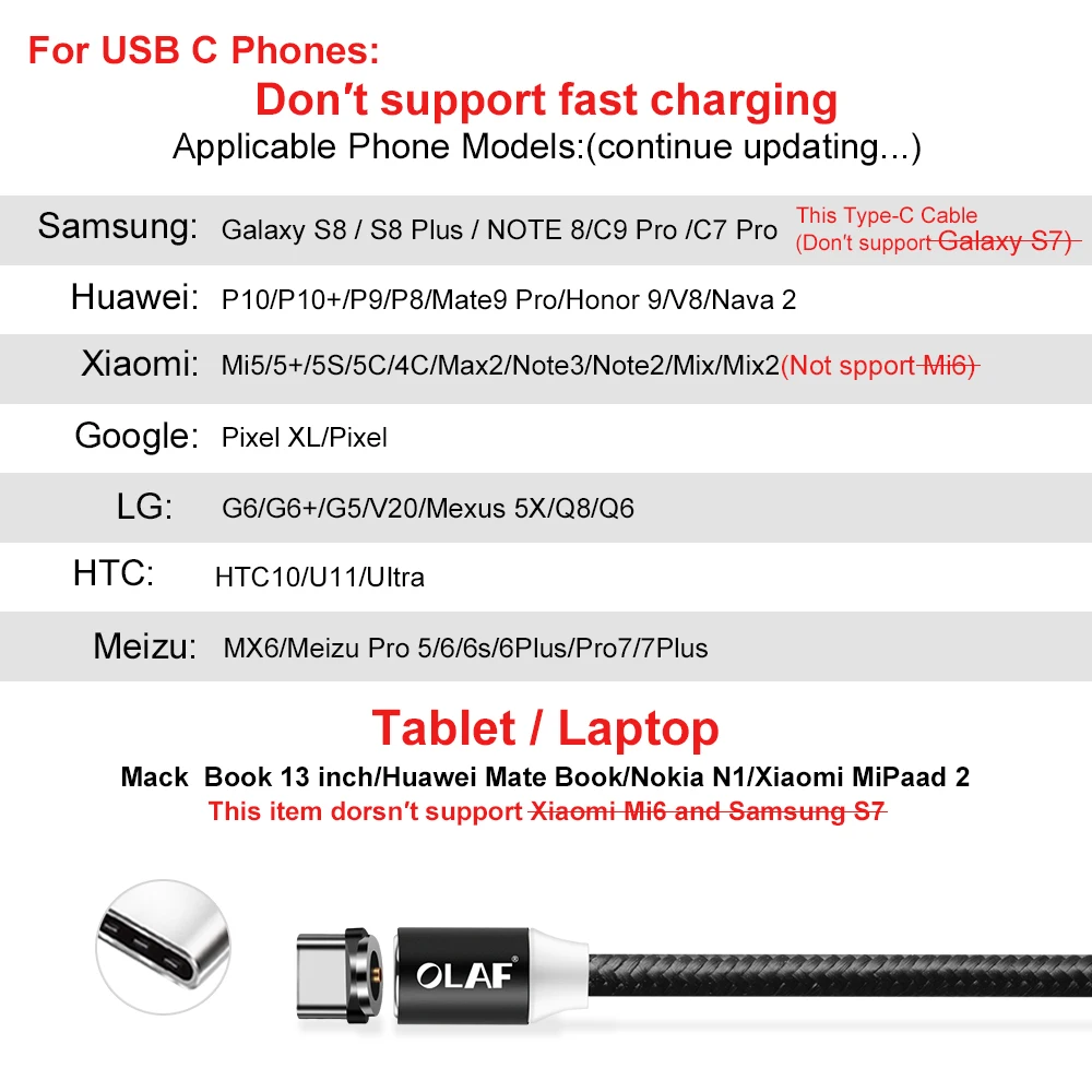 Магнитный кабель Олаф usb type C для samsung S9 S8 Plus для Xiaomi mi8 usb type C для huawei p20 lite/pro USB C шнур зарядного устройства