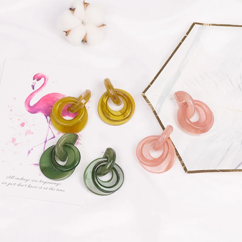 Vintage Long Acrylic Earrings Circle for Women Big Geometric Dangle Resin Drop Earings for Girls Fashion Jewelry Brincos 2019 (1)