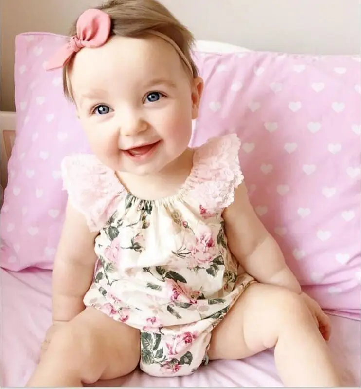 super cute infant baby girl ruffles pattern romper new born toddler