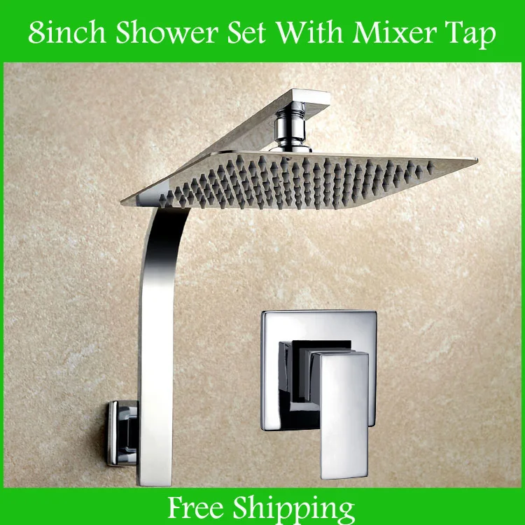 

Shower Faucet 8 Inch Square Stainless Steel Shower Head With Shower Control Valve Stainless Steel Mirror Polish Rain Shower