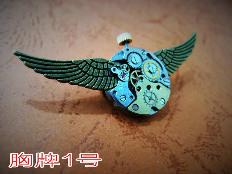 

Free Shipping Angel Wing Bird Steam Punk Watch Movement Brooch Gothic Mechanic Watch Movement Accessories