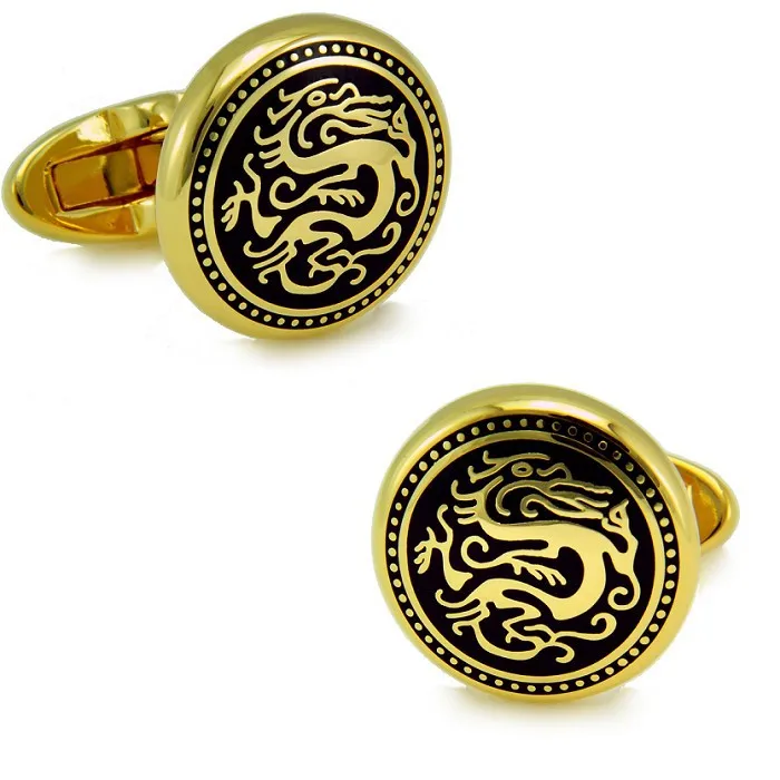 

SPARTA Chinese Dragon Plated with Gold enamel cufflinks High quality metal men's Cuff Links + Free Shipping !!!