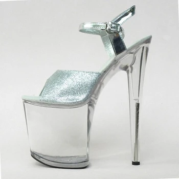 

20cm Ultra High Heels Crystal Sandals Colorful Glitter Platform The Bride Wedding Shoes 8 Inch Women's Shoes Size 5