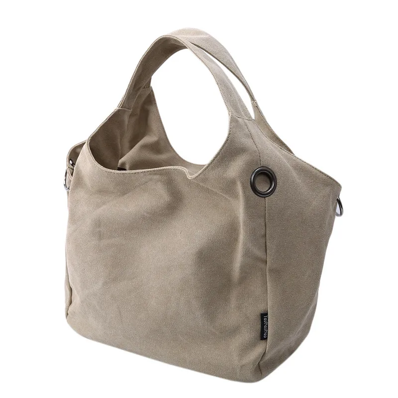 

Summer Female Canvas Bag Shoulder Big Bag Retro Large Capacity Student Leisure Solid Color Canvas Handbag bolso mujer
