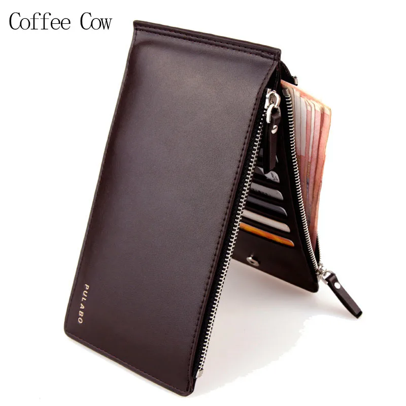2016 Famous Brand Top Leather Men Double Zipper Long Wallet Dollar Price 17 Card Slot Clutch Wallet Handbag Purse Coin Pocket