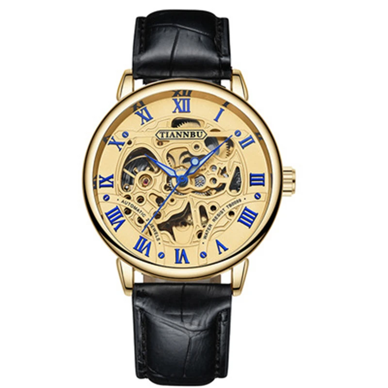 

Automatic Skeleton Waterproof Mechanical Men Watch Relojes Hombre Top Brand Luxury Gold Watch Men Wristwatches with Watch Box