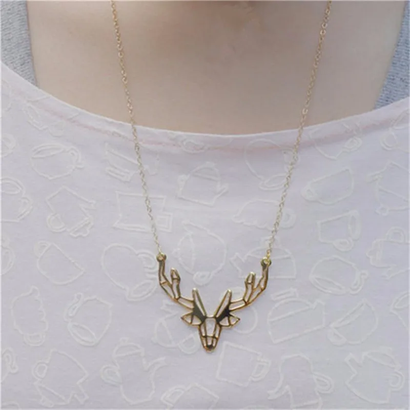 New Tiny Cute Deer Horn Necklace Simple Elegant Horn Statement Necklace Antler Pendant Necklaces