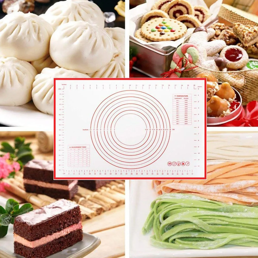 

Silicone Baking Mat Thickening Flour Rolling Scale Mat Kneading Dough Pad Baking Pastry Rolling Mat Bakeware Liners @Q