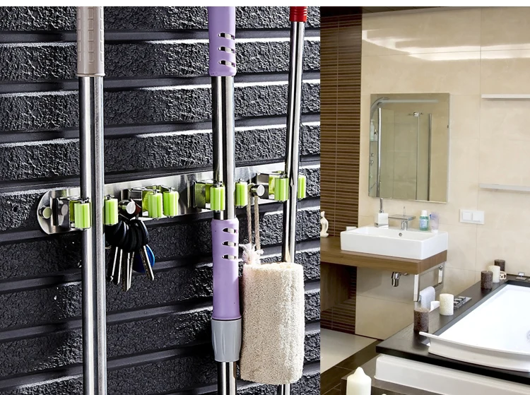 BAIANLE Ванная комната тряпка для швабры зонтик крючок настенный держатель для туалетной Нержавеющая сталь веник ручкой ключ стеллаж для