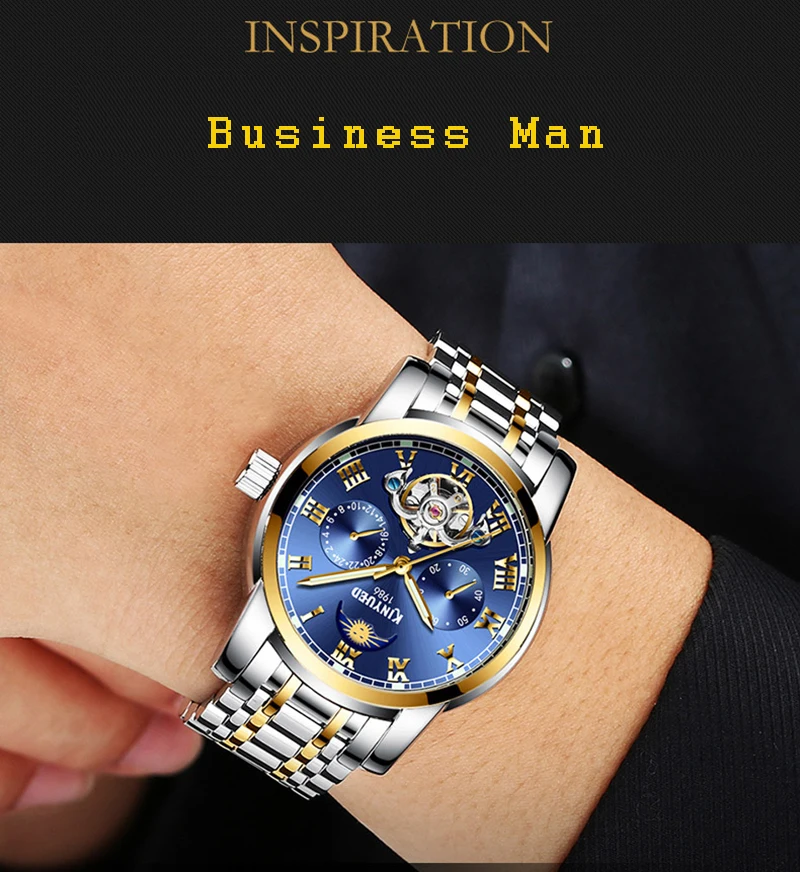 Original Top Brand Mens Business Watches Luminous Hands Skeleton Tourbillon Automatic Watch Mechanical Moon Phase Montre Homme (2)