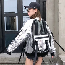 Женская кожаная куртка на пуговицах, с карманами, с яркой краской, свободного покроя, уличная куртка