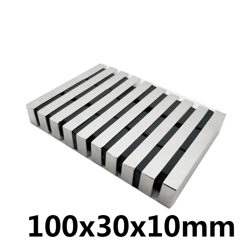 

1pc 100mmx30mmx10 mm N35 Strong Bar Cuboid Block Magnets 100x30x10 Rare Earth Neodymium Square magnet Permanent magnet 100*30*10