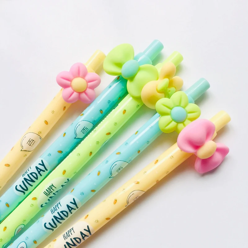 

2X Kawaii Flower Rabbit Bow Press Automatic Mechanical Pencil School Office Supply Student Stationery