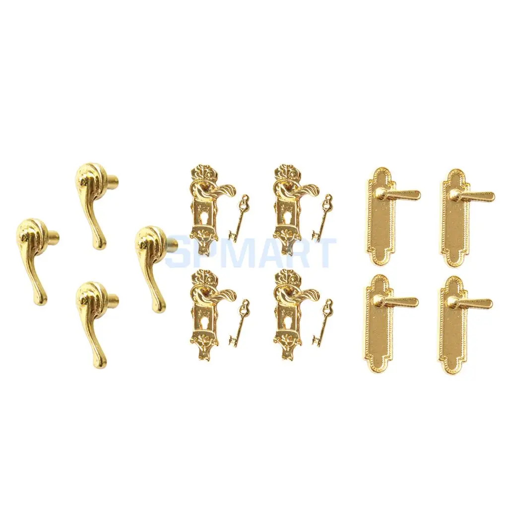 16Pcs 1/12 Scale Alloy Vintage Dollhouse Miniature Door Mini Pull