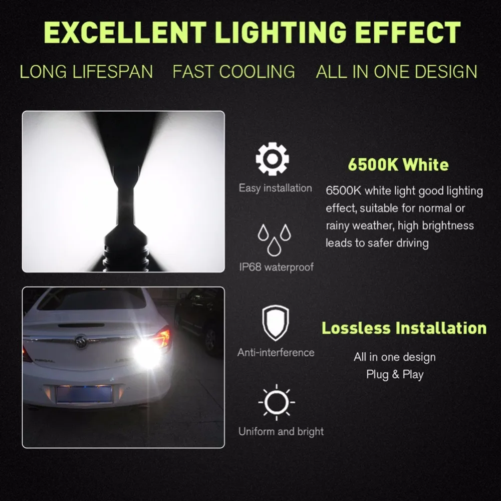 Katur 2x H8 H11 H16 Автомобильный светодиодный противотуманный светильник для вождения автомобиля сменный водонепроницаемый 1000LM 80 Вт CSP светодиодный противотуманный светильник