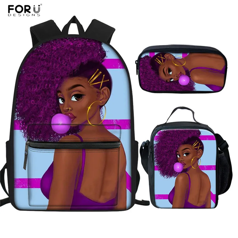 FORUDESIGNS/черные девушки афро холщовые рюкзаки школьные сумки большой рюкзак для ноутбука рюкзак для подростков девочек ортопедический Рюкзак Mochila - Цвет: HMC1717Z58-G-K