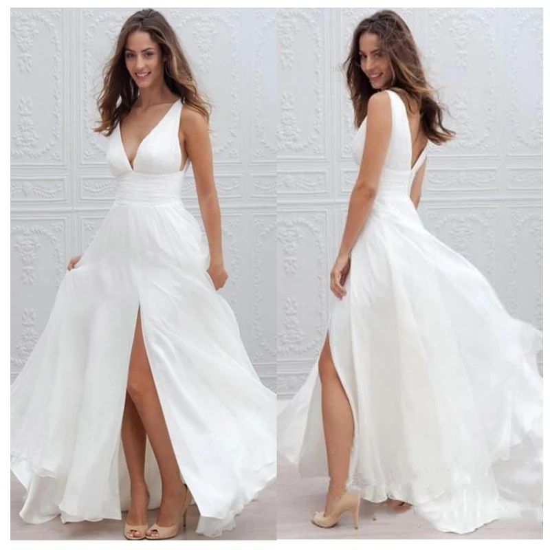 LORIE Simple Boho Trouwjurk Strand 2019 Robe de mariee Side Split Sexy Bridal Dress Chiffon Trouwjurken Spaghettibandjes LORIE Simple Boho Trouwjurk Strand 2019 Robe de mariee Side Split Sexy Bridal Dress Chiffon Trouwjurken Spaghettibandjes